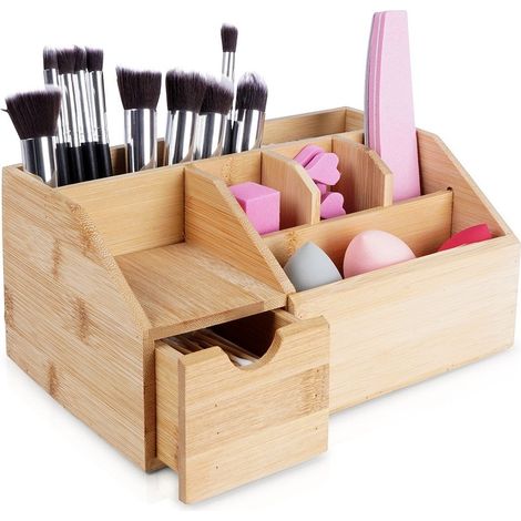 Kosmetik-Organizer, Bambus, natürliches Material, 24 x 15 x 11 cm (1/5)