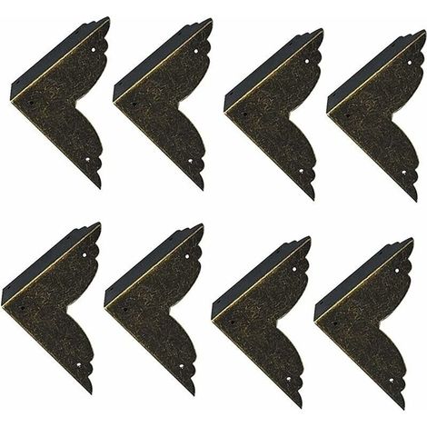 8 pièces Vintage Protecteur Décoratif d'angle en Fer protecteurs d'angle en métal pour Meubles De Protection d'angle De Meuble en Bronze pour Meuble et Boîte en Bois Coffret à Bijoux Bronze 707020mm,V (1/5)