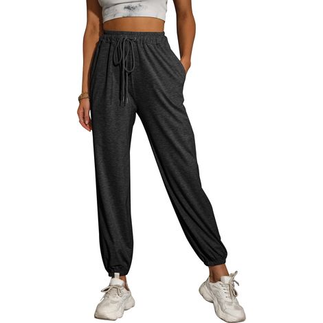 Leggings Femme - Taille Haute - Bande Cheville Élastique - Gris Foncé - Taille L (1/5)