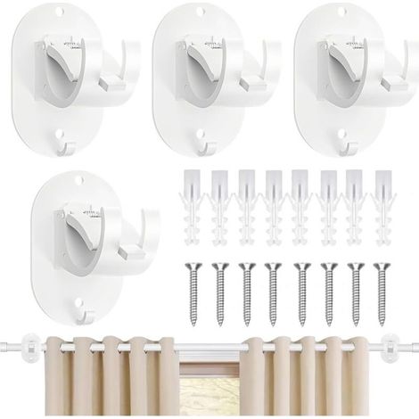 4 Pièces Rideaux Sans Percage Crochet Blanc Sans Percage Crochet pour Fenetre a Clipser Rideau Adhesif Accroche Tringle Sans Percage pour la Maison,la Salle de Bain (1/5)