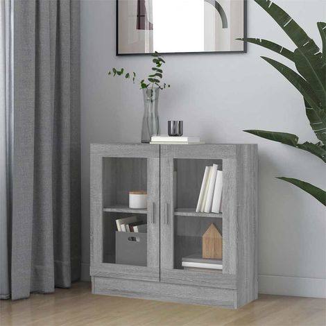 Armoire à vitrine Commode - Meuble de Rangement Style Contemporain Sonoma gris 82,5x30,5x80 cm Bois d'ingénierie BV304969 - BonneVie (1/5)
