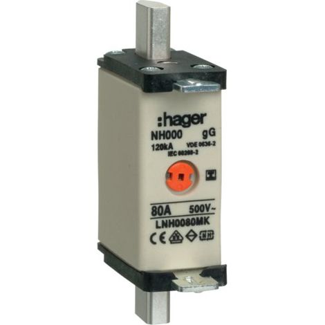 HAGER LNH0080MK FUSIBLE NH000 80A 500VGG MKEN.S