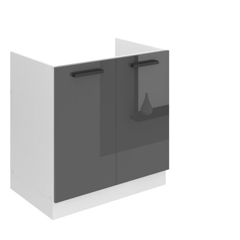 BELINI Meuble Cuisine Bas sans Plan de Travail SDZ I Meubles de Cuisine - Taille: 51,6 x 80 x 82 cm I Meuble sous Evier - 2 Portes I Couleur : Argent très Brillant