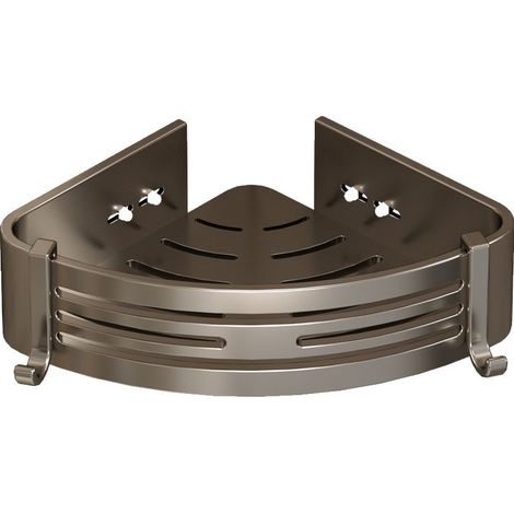 Étagère d'angle de salle de bain en aluminium avec adhésif sans clous - Étagère d'angle pour salle de bain - Étagère triangulaire en aluminium - Étagère de rangement sans perçage - Alliage d'aluminium (1/5)