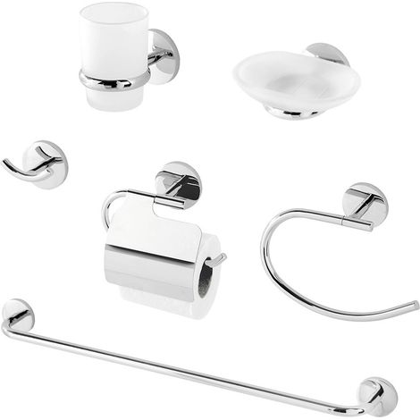 Set accessori a muro 6 pezzi in acciaio cromato e viti incluse Bora (1/5)