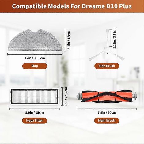 Ersatzteile für die Staubsauger Dreame D9, D9 Max, D9 Pro, L10 und L10 Pro: Hauptbürste, Seitenbürste (1/5)