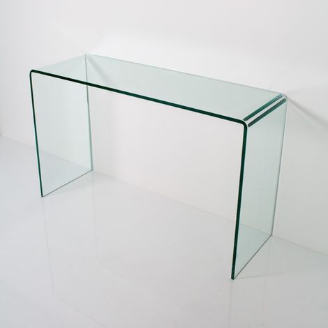 Tavolino consolle in vetro curvato trasparente SMALLE L.120 P.40 H.80 (1/2)