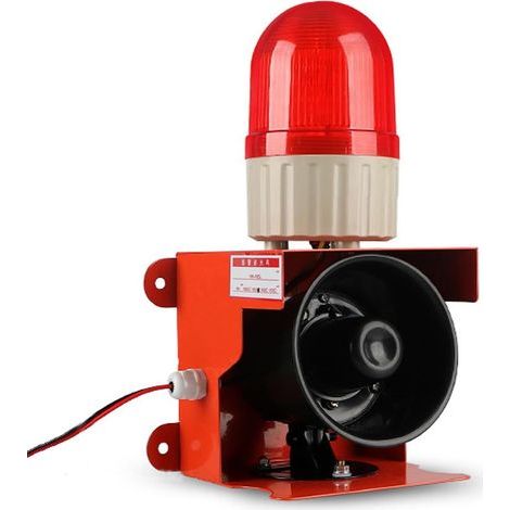 Sirène d'alarme sonore et Lumineuse Industrielle, Lampe d'avertissement de sécurité, klaxon Puissant de 120 DB, lumière stroboscopique LED étanche IP55 for usines, terminaux(Red) (1/5)
