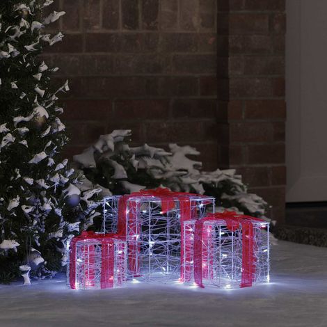 Geschenkbox mit 60 LEDs 3 pcs Kaltweiß 20 x 20 x 20 cm Acryl