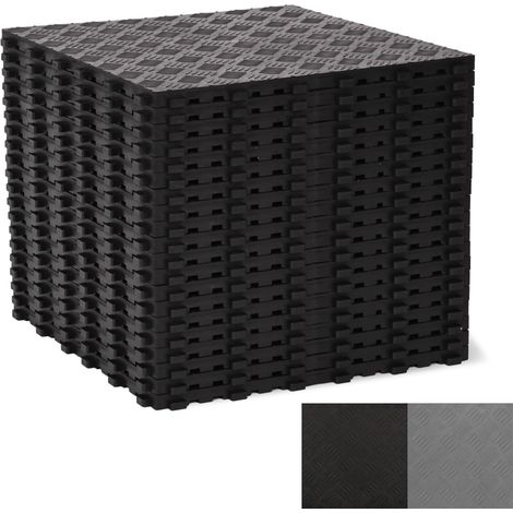Lot de 20 sols de garage en PVC à emboîter - 40 x 40 cm - Carreaux de sol de garage antidérapants et résistants - Facile à poser - Design de plaques diamantées (noir) (1/5)