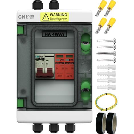 1 Boîtier de Jonction Solaire, Disjoncteur DC500V 40A, Parafoudre T2, IP65 Pour Panneaux Extérieurs