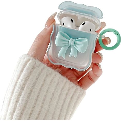 Étui compatible avec les AirPods 2 et 1. Coque souple transparente en TPU avec un joli nœud papillon coloré en 3D. Résistante aux chocs et dotée d'un porte-clés. Compatible avec les AirPods 2 et 1 (bl (1/5)