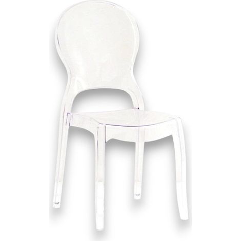Sedia da pranzo trasparente in policarbonato con struttura resistente e design moderno dimensioni 46x55x98 cm per interni Levia (1/5)
