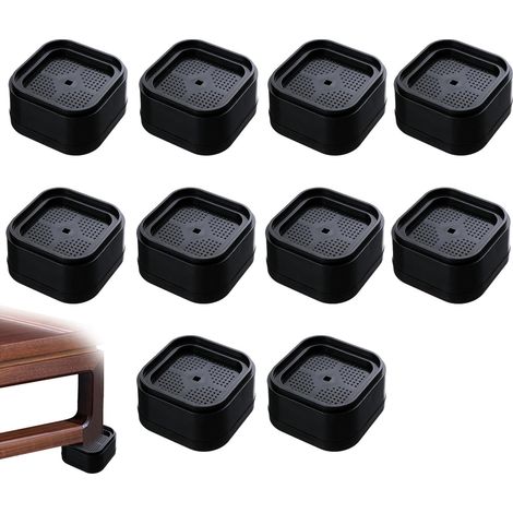Rehausseur Meuble 10 pièces 3,5cm empilable antidérapant Noir canapé, Plastique, lot de 10,hauteur 3,5cm, alésage intérieur 5cm (1/5)