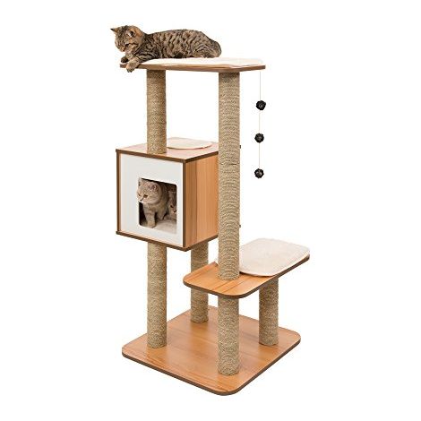 cat-it Albero per gatti design bianco compatto e confortevole (1/4)