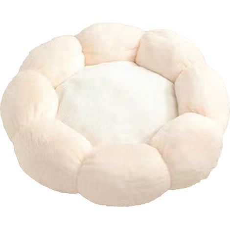 Lit pour animal de compagnie mignon rond en forme de fleur doux confortable chaud épaissi chien chat coussin pour chambre salon rose clair, blanc diamètre 55 cm/21,7 pouces (moins de 9 kg/19,8 lb) (1/5)