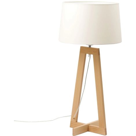 Lampe design, Lampe à poser design Sacha LT blanc écru Bois en Wood, Aluminor (1/5)