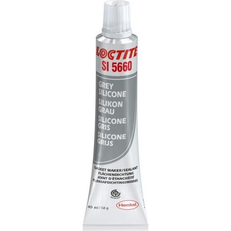 Silicone gris Loctite SI 5660 pour joints d'étanchéité – Résistant à l'eau, huile et liquides de refroidissement – Tube 40 ml