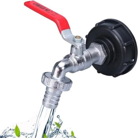 Robinet Cuve - S60X6 Filetage Grossier - Raccord 3/4 Pouces - Pour Réservoir IBC 1000 L - Adaptateur de Vidange avec Joint Étanche (1/4)