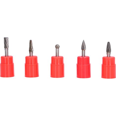 Lot 5 pièces 6x8mm fraise carbure tungstène 3 pointes rouge, lime rotative en métal dur, kit meule pour perceuse (1/5)