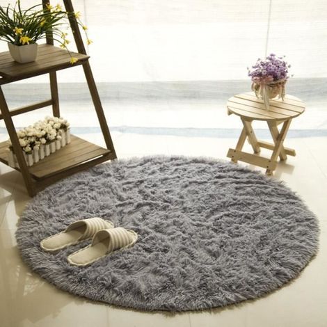 Tapis rond 120cm velours louna GrisTapis rond 120cm velours louna Gris-Ywey (1/5)