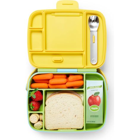 Munchkin Portapranzo per neonati e bambini piccoli, con 5 scomparti, portapranzo/contenitore per snack con posate in acciaio inossidabile antiruggine, ideale per spuntini a casa o in viaggio (1/5)