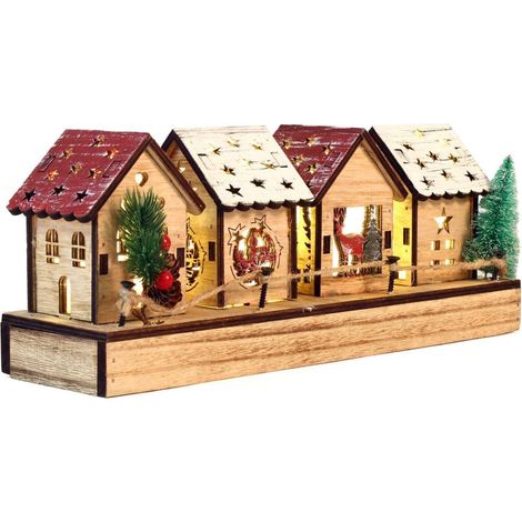 Casette decorative in legno di abete con led, 33x9x13 cm (kit da 3)