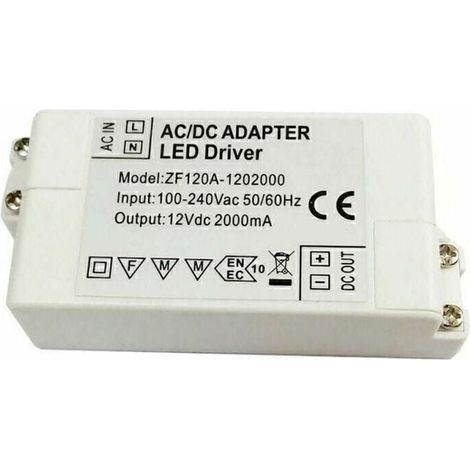 Transformateur d'alimentation 24 W 12 V – Adaptateur LED à tension constante – Alimentation sans scintillement – Protection IP44 pour humidité-Chrom (1/5)