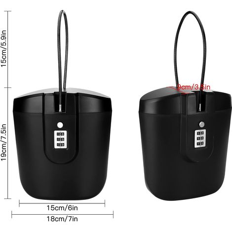Cassetta di sicurezza antifurto portatile, borsa di sicurezza portatile, cassaforte da viaggio e da spiaggia con lucchetto a combinazione per spiaggia, campeggio, viaggi, sport, shopping (nero) (1/4)