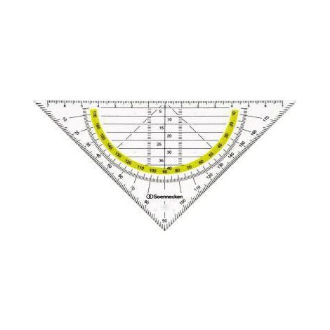 Geometriedreieck 16cm mit farbig hinterlegten Winkelgraden doppelseitig ohne Griff Kunststoff transparent (1/3)