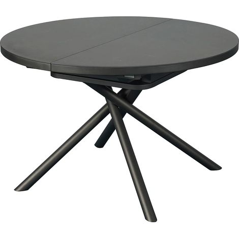 Table à manger extensible 4 à 6 personnes en céramique, MDF et métal - Effet marbre marron et gris - FEROLA (1/5)