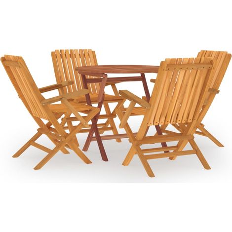 Set da pranzo per mobili da giardino mobili da esterno 5 pezzi in legno massello di teak 020014293