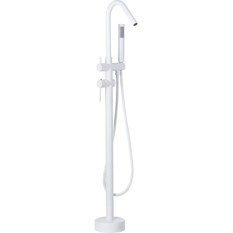 Bathtub Faucet White Matt Freestanding 118 cm with Hand Shower Modern VICTORIA