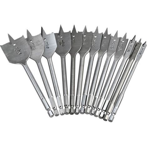 Jeu de Forets Plats 13pcs - Mèches Plates pour Travail du Bois avec Boîte de Rangement (1/5)