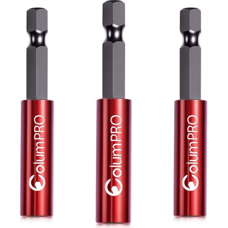 Lot de 3 porte-embouts magnétiques de 60 mm pour visseuse à percussion, tige hexagonale de 1/4" en acier S2, extension de tournevis magnétique, droite sans plier l'extension de foret (1/5)