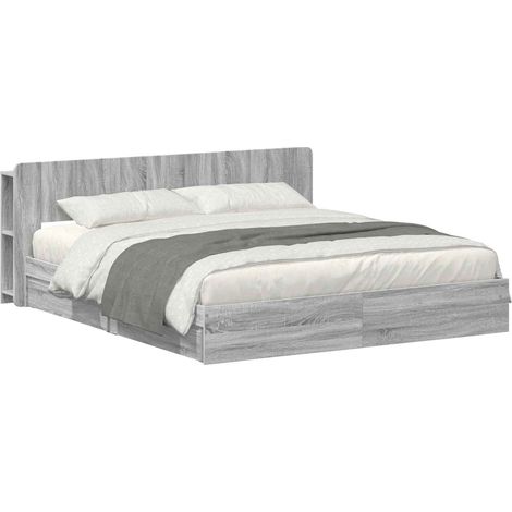 Bed Frame with Storage Grey Sonoma 200 x 200 cm Engineered Wood vidaXL (1/5)