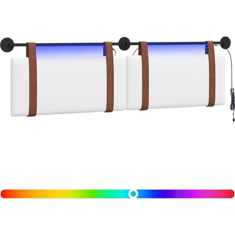 Cabecero colgante Con luz LED Blanco PU antiguo vidaXL
