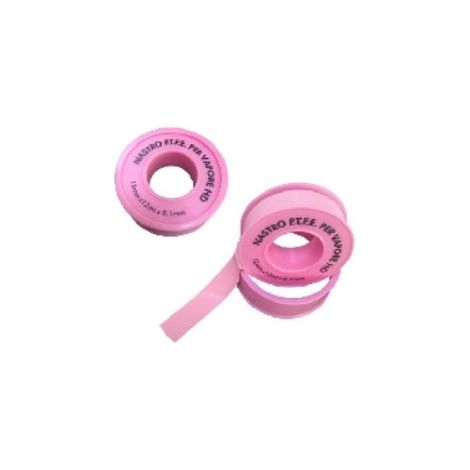 NASTRO PTFE TEFLON PER VAPORE ROSA H. 12 mm x 12 m x 0,1 mm DH (1/3)