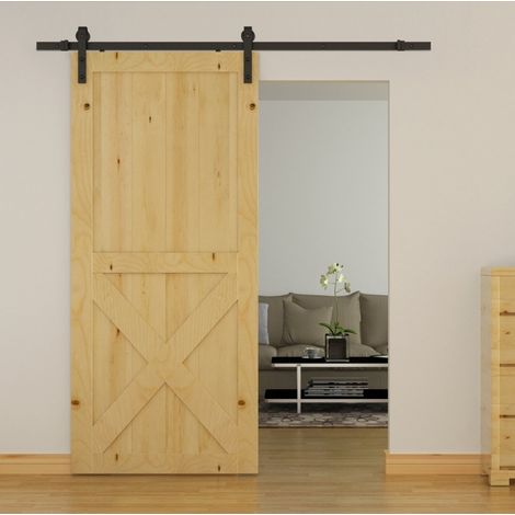 2 m Schiebetür-Rail-Kit, max. Traglast 100 kg, Kohlenstoffstahl, schwarz OKMYHOME (1/5)
