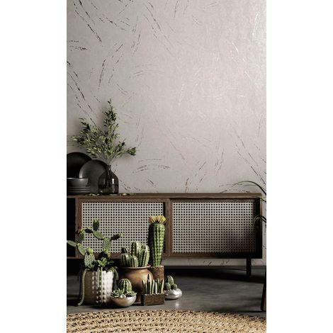 Papier peint beige brillant aspect béton structure moderne look industriel pour salon, chambre à coucher, cuisine, 10,05 x 0,53 m (1/5)