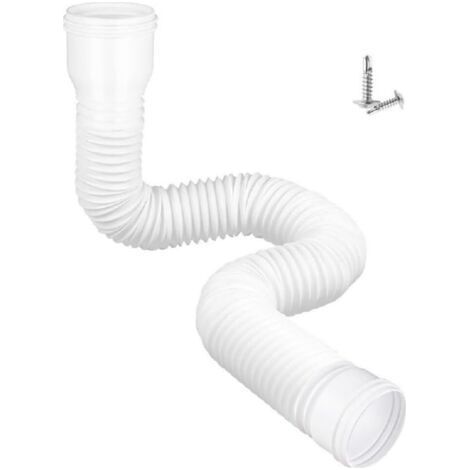 Tuyau d'évacuation des eaux pluviales en plastique - tête ronde de 90 mm de diamètre, flexible et rétractable - 1 pièce, blanc, 1.5 mètres (1/4)