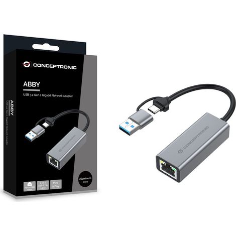 CONCEPTRONIC Adapter USB-C/-A3.0-GbE          5Gbs 0.18m gr (ABBY08G)