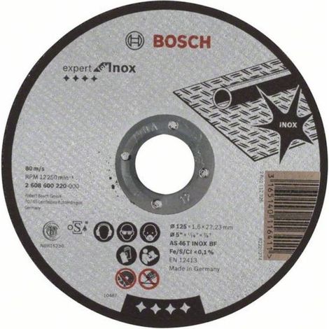 Disco Bosch MET.125mm x 1.6mm x 22mm experto PARA acero inoxidable