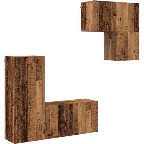 Maison Exclusive - Meuble TV Montage mural 4 pcs Bois Ancien Bois d'ingénierie (1/5)