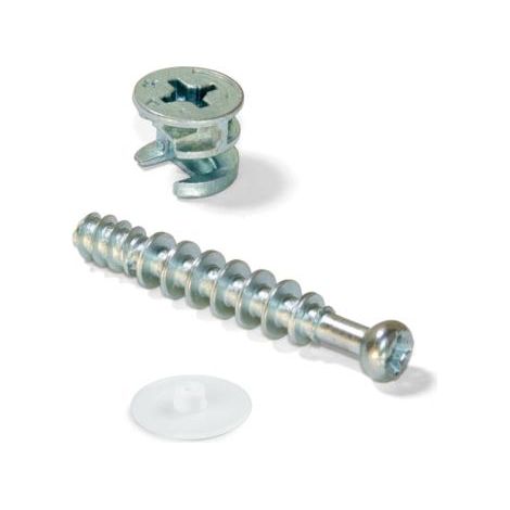 Emuca Excéntrica + perno, D.15 mm, tablero 13 mm, Zamak y Acero, Blanco, 20 ud. -