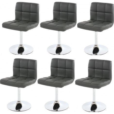 Lot de 6 chaises fauteuils de salle à manger en synthétique gris CDS04267 (1/5)
