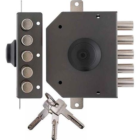 SERRATURA TRIPLICE C/ASTE E60 DX "TECO T1450" C/POMOLO CHIAVE CE