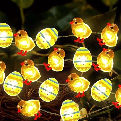 Luci a stringa LED da esterno, colore bianco caldo, lunghe 2 metri, ideali per la Pasqua. (1/5)