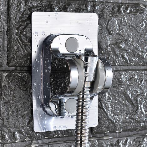 Support de douche argenté non marquant, support pour douchette à main, siège fixe pour pommeau de douche, douche réglable (1/5)