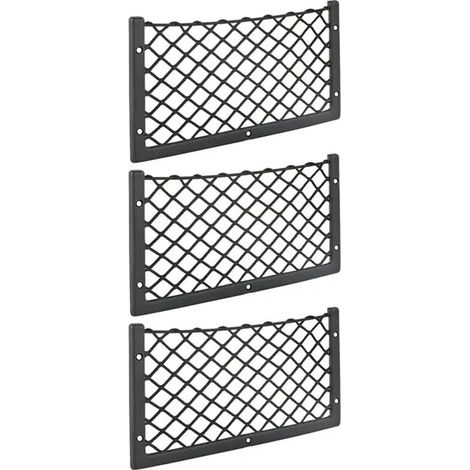 Lot de 3 filets de rangement pour voiture (avec vis) - 36 x 18 cm - Haute élasticité - Filet de rangement pour fourgon, caravane, camping-car, camion, bateau (1/5)
